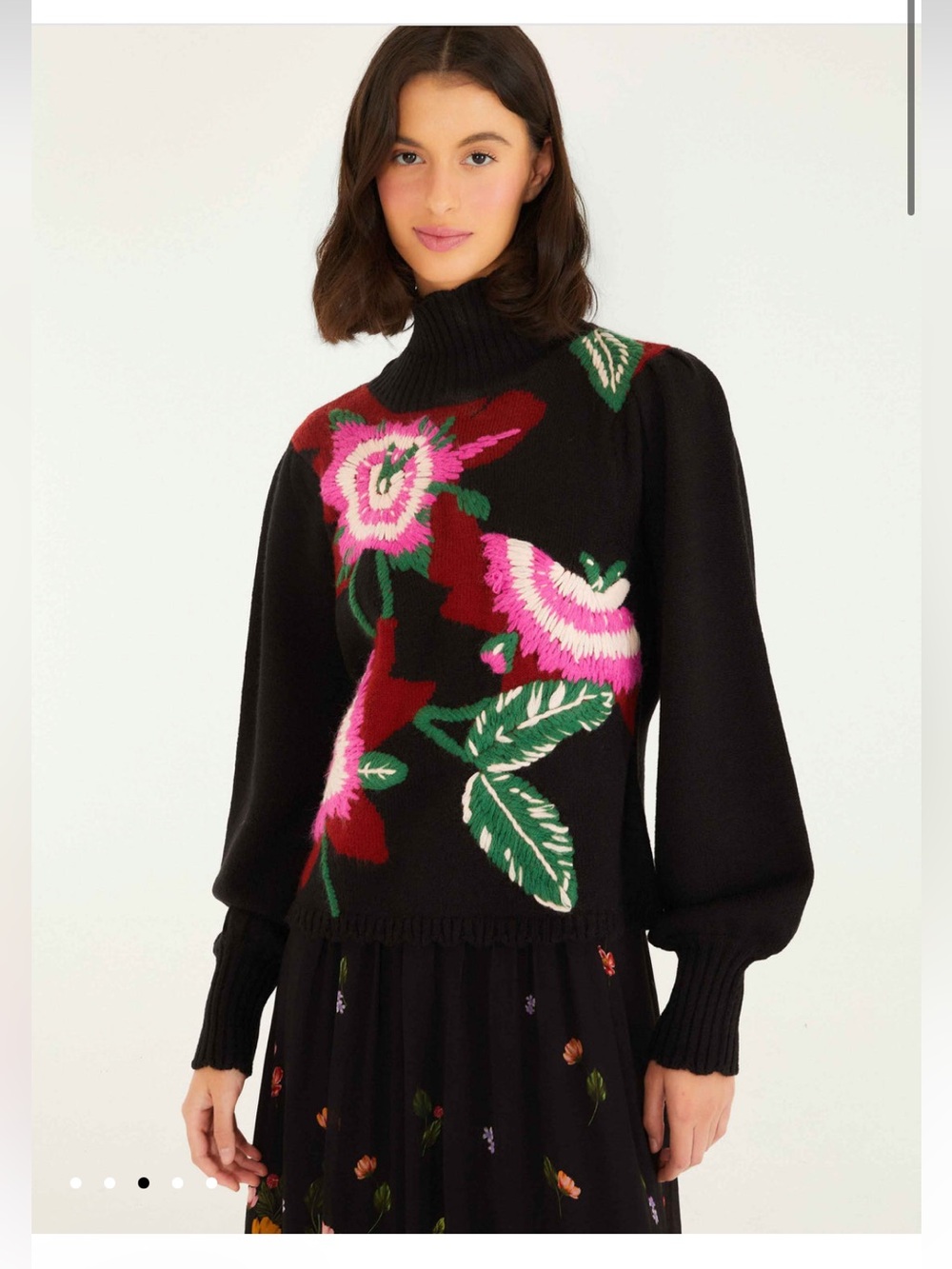 NWT Farm Rio BLACK BOLD COLORFUL FLOWER EMBROIDERED PO SWEATER Size S - Picture 4 of 8